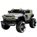 Masina electrica pentru copii, 4x4, 12V 10Ah, 2 locuri, off-road, telecomanda parinti, LED, Bluetooth, USB, Roti cauciuc EVA, scaun piele ecologica, editie premium, 140x78x86 cm, gri