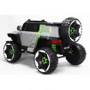 Masina electrica pentru copii, 4x4, 12V 10Ah, 2 locuri, off-road, telecomanda parinti, LED, Bluetooth, USB, Roti cauciuc EVA, scaun piele ecologica, editie premium, 140x78x86 cm, gri