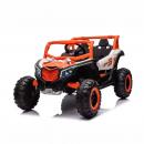 Masinuta electrica pentru copii, 4x4, 12V 7A, 2 locuri, roti EVA off-road, telecomanda parinti, LED, Bluetooth, USB si suspensii premium, culoare portocaliu metalizat, 70 x 111 x 63