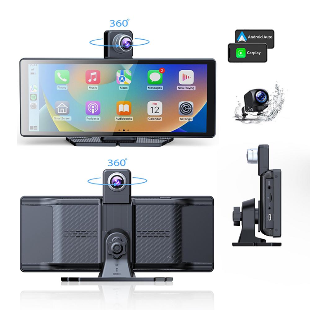 Navigatie Auto Multimedia SS-C4, Display 10.26 inch, camera inregistrare fata 4K + camera spate 1080P, Ecran IPS HD full-touch, CarPlay/Android Auto, Wireless, Bluetooth, Miracast, AirPlay, Split-screen
