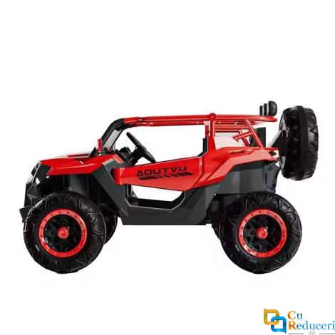 Masinuta electrica pentru copii, 4x4, 12V 7A, 2 locuri, roti EVA off-road, telecomanda parinti, LED, Bluetooth, USB, suspensii, dotari premium,  scaune piele ecologica, culoare portocaliu metalizat, 70 x 111 x 63