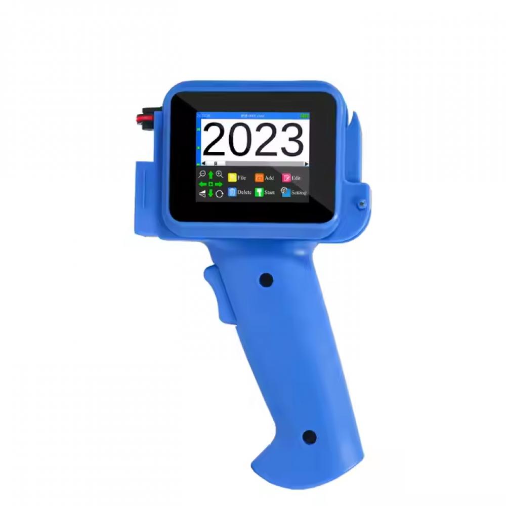 Imprimanta de mana portabila tip pistol BLIROWIN® cu touchscreen, imprimare logo, coduri de bare, date de expirare, coduri QR, compatibila pe suprafete multiple, cerneala cu uscare rapida, cartus negr